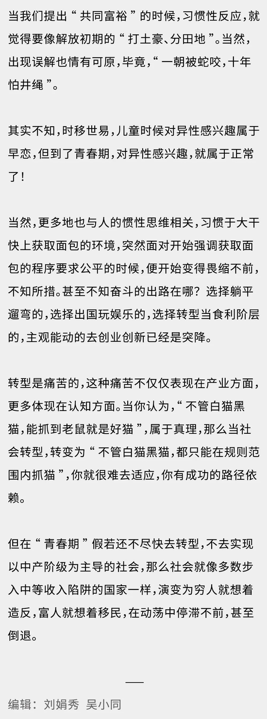 潘向东：中国经济处于“青春期”，转型和内循环都指望“共同富裕”