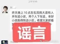 网民发布“有人开车追小孩，两个人下车追”等信息，河南平顶山网警辟谣